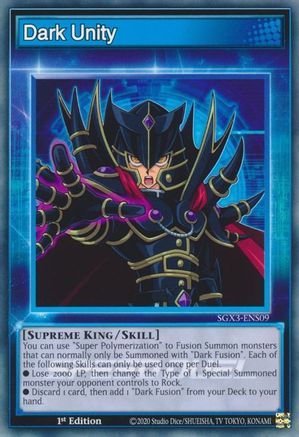 Dark Unity (SGX3-ENS09) - Speed Duel GX: Duelists of Shadows 1st Edition - Premium Yugioh Single from Konami - Just $0.25! Shop now at Game Crave Tournament Store