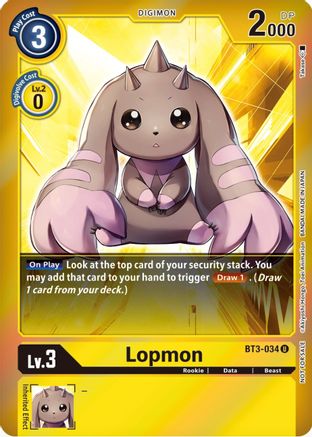 Lopmon (Event Pack 4) (BT3-034) - Release Special Booster Foil - Premium Digimon Single from Bandai - Just $0.85! Shop now at Game Crave Tournament Store