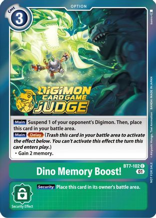 Dino Memory Boost! (Judge Pack 3) (BT7-102) - Next Adventure Foil - Premium Digimon Single from Bandai - Just $0.08! Shop now at Game Crave Tournament Store