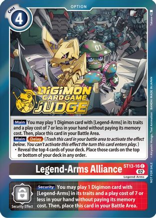 Legend-Arms Alliance (Judge Pack 3) (ST13-16) - Starter Deck 13: Ragnaloardmon Foil - Premium Digimon Single from Bandai - Just $0.11! Shop now at Game Crave Tournament Store