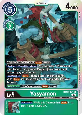 Yasyamon (Box Topper) (BT12-051) - Across Time Foil - Premium Digimon Single from Bandai - Just $0.25! Shop now at Game Crave Tournament Store