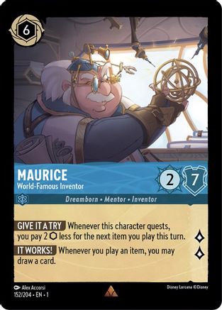 Maurice - World-Famous Inventor (152/204) - The First Chapter Cold Foil - Premium Lorcana Single from Disney - Just $0.57! Shop now at Game Crave Tournament Store