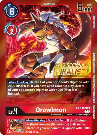 Growlmon (2023 Regionals Finalist) (EX2-009) - Digital Hazard Foil - Premium Digimon Single from Bandai - Just $1.44! Shop now at Game Crave Tournament Store