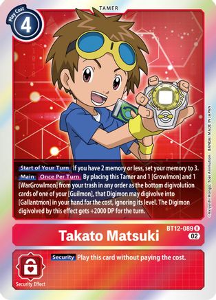 Takato Matsuki (BT12-089) - Across Time Foil - Premium Digimon Single from Bandai - Just $0.43! Shop now at Game Crave Tournament Store