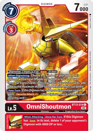 OmniShoutmon (BT12-014) - Across Time - Premium Digimon Single from Bandai - Just $0.25! Shop now at Game Crave Tournament Store