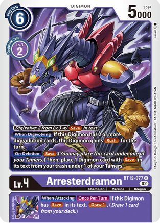 Arresterdramon (BT12-077) - Across Time - Premium Digimon Single from Bandai - Just $0.25! Shop now at Game Crave Tournament Store