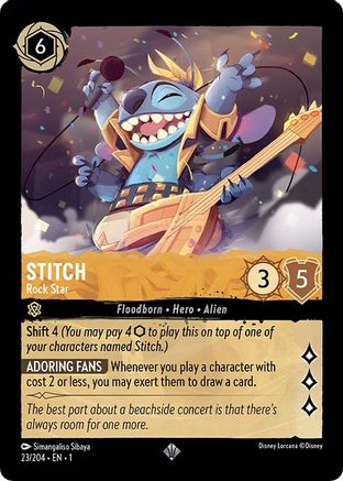 Stitch - Rock Star (23/204) - The First Chapter - Premium Lorcana Single from Disney - Just $0.90! Shop now at Game Crave Tournament Store