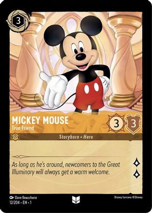 Mickey Mouse - True Friend (12/204) - The First Chapter Cold Foil - Premium Lorcana Single from Disney - Just $0.21! Shop now at Game Crave Tournament Store