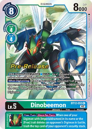 Dinobeemon (BT12-055) - Across Time Pre-Release Cards Foil - Premium Digimon Single from Bandai - Just $2.11! Shop now at Game Crave Tournament Store