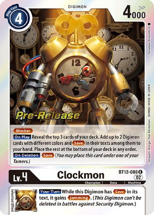 Clockmon (BT12-086) - Across Time Pre-Release Cards - Premium Digimon Single from Bandai - Just $0.27! Shop now at Game Crave Tournament Store