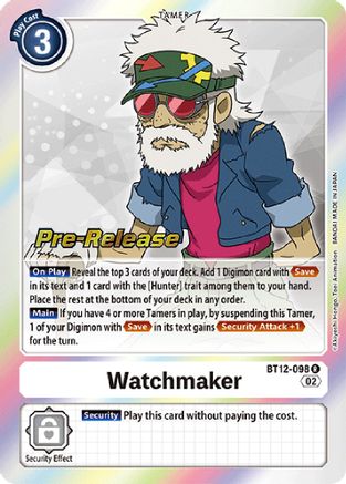 Watchmaker (BT12-098) - Across Time Pre-Release Cards Foil - Premium Digimon Single from Bandai - Just $0.93! Shop now at Game Crave Tournament Store