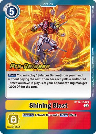 Shining Blast (BT12-104) - Across Time Pre-Release Cards Foil - Premium Digimon Single from Bandai - Just $0.14! Shop now at Game Crave Tournament Store