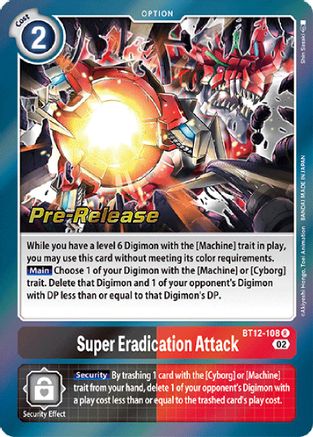 Super Eradication Attack (BT12-108) - Across Time Pre-Release Cards Foil - Premium Digimon Single from Bandai - Just $0.39! Shop now at Game Crave Tournament Store