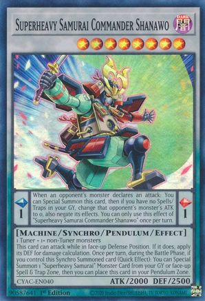 Superheavy Samurai Commander Shanawo (CYAC-EN040) - Cyberstorm Access 1st Edition - Premium Yugioh Single from Konami - Just $0.25! Shop now at Game Crave Tournament Store