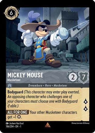 Mickey Mouse - Musketeer (186/204) - The First Chapter Cold Foil - Premium Lorcana Single from Disney - Just $0.52! Shop now at Game Crave Tournament Store