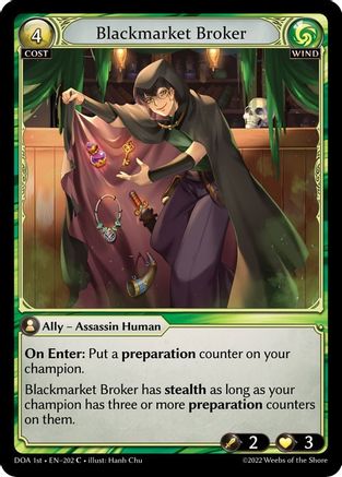 Blackmarket Broker (DAWN OF ASHES 1ST EDITION) Foil - Premium Grand Archive Single from Weebs of the Shore - Just $14.25! Shop now at Game Crave Tournament Store