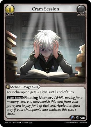 Cram Session (DAWN OF ASHES 1ST EDITION) Foil - Premium Grand Archive Single from Weebs of the Shore - Just $14.25! Shop now at Game Crave Tournament Store