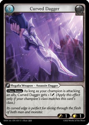 Curved Dagger (DAWN OF ASHES 1ST EDITION) Foil - Premium Grand Archive Single from Weebs of the Shore - Just $12.31! Shop now at Game Crave Tournament Store
