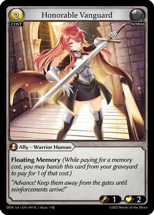 Honorable Vanguard (DAWN OF ASHES 1ST EDITION) Foil - Premium Grand Archive Single from Weebs of the Shore - Just $12.24! Shop now at Game Crave Tournament Store