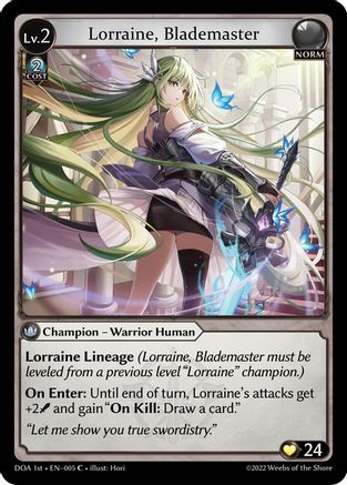 Lorraine, Blademaster (DAWN OF ASHES 1ST EDITION) - Premium Grand Archive Single from Weebs of the Shore - Just $0.08! Shop now at Game Crave Tournament Store