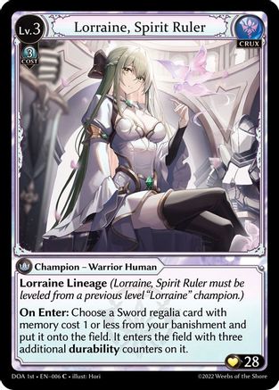 Lorraine, Spirit Ruler (DAWN OF ASHES 1ST EDITION) Foil - Premium Grand Archive Single from Weebs of the Shore - Just $0.13! Shop now at Game Crave Tournament Store
