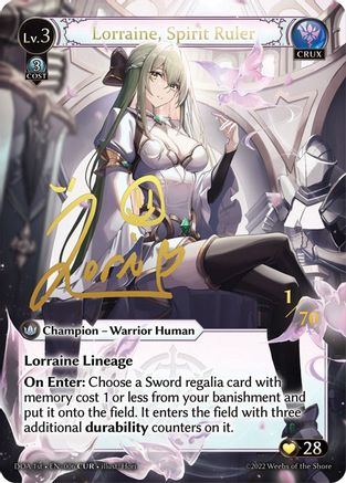Lorraine, Spirit Ruler (CUR) (DAWN OF ASHES 1ST EDITION) Foil - Premium Grand Archive Single from Weebs of the Shore - Just $1368! Shop now at Game Crave Tournament Store