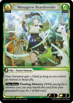 Menagerie Beastbonder (DAWN OF ASHES 1ST EDITION) Foil - Premium Grand Archive Single from Weebs of the Shore - Just $7.13! Shop now at Game Crave Tournament Store