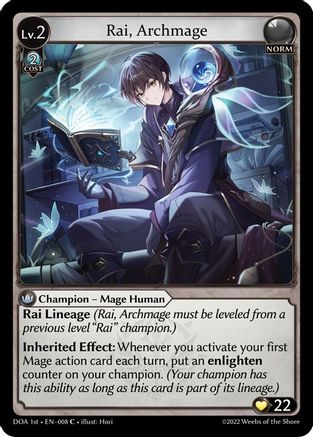 Rai, Archmage (DAWN OF ASHES 1ST EDITION) - Premium Grand Archive Single from Weebs of the Shore - Just $0.08! Shop now at Game Crave Tournament Store