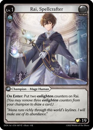 Rai, Spellcrafter (DAWN OF ASHES 1ST EDITION) Foil - Premium Grand Archive Single from Weebs of the Shore - Just $0.08! Shop now at Game Crave Tournament Store