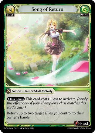 Song of Return (DAWN OF ASHES 1ST EDITION) - Premium Grand Archive Single from Weebs of the Shore - Just $0.09! Shop now at Game Crave Tournament Store