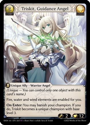 Triskit, Guidance Angel (DAWN OF ASHES 1ST EDITION) - Premium Grand Archive Single from Weebs of the Shore - Just $142.50! Shop now at Game Crave Tournament Store