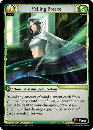 Veiling Breeze (DAWN OF ASHES 1ST EDITION) Foil - Premium Grand Archive Single from Weebs of the Shore - Just $0.13! Shop now at Game Crave Tournament Store