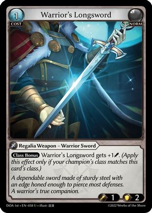 Warrior's Longsword (DAWN OF ASHES 1ST EDITION) Foil - Premium Grand Archive Single from Weebs of the Shore - Just $0.08! Shop now at Game Crave Tournament Store