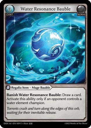 Water Resonance Bauble (DAWN OF ASHES 1ST EDITION) - Premium Grand Archive Single from Weebs of the Shore - Just $0.09! Shop now at Game Crave Tournament Store
