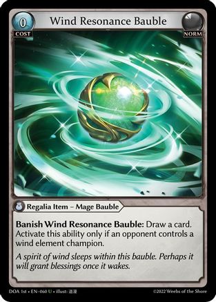 Wind Resonance Bauble (DAWN OF ASHES 1ST EDITION) - Premium Grand Archive Single from Weebs of the Shore - Just $0.10! Shop now at Game Crave Tournament Store