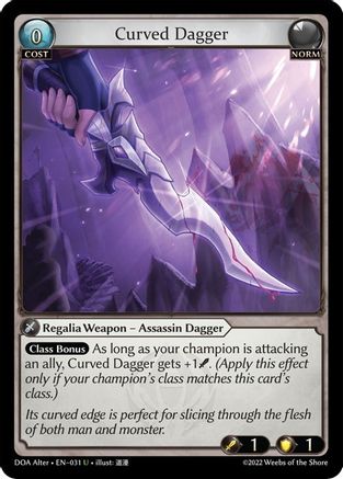 Curved Dagger (DAWN OF ASHES ALTER EDITION) - Premium Grand Archive Single from Dawn of Ashes Alter Edition - Just $0.25! Shop now at Game Crave Tournament Store