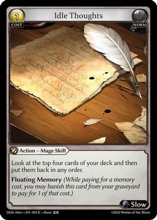 Idle Thoughts (DAWN OF ASHES ALTER EDITION) - Premium Grand Archive Single from Dawn of Ashes Alter Edition - Just $0.25! Shop now at Game Crave Tournament Store