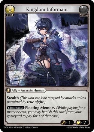 Kingdom Informant (DAWN OF ASHES ALTER EDITION) - Premium Grand Archive Single from Dawn of Ashes Alter Edition - Just $0.25! Shop now at Game Crave Tournament Store