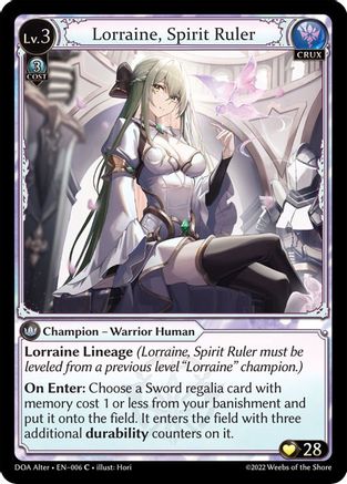 Lorraine, Spirit Ruler (DAWN OF ASHES ALTER EDITION) - Premium Grand Archive Single from Dawn of Ashes Alter Edition - Just $0.25! Shop now at Game Crave Tournament Store