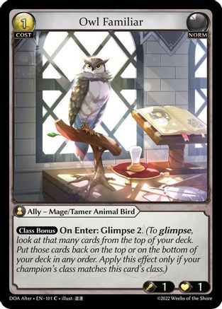 Owl Familiar (DAWN OF ASHES ALTER EDITION) - Premium Grand Archive Single from Dawn of Ashes Alter Edition - Just $0.25! Shop now at Game Crave Tournament Store