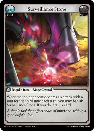 Surveillance Stone (DAWN OF ASHES ALTER EDITION) - Premium Grand Archive Single from Dawn of Ashes Alter Edition - Just $0.25! Shop now at Game Crave Tournament Store
