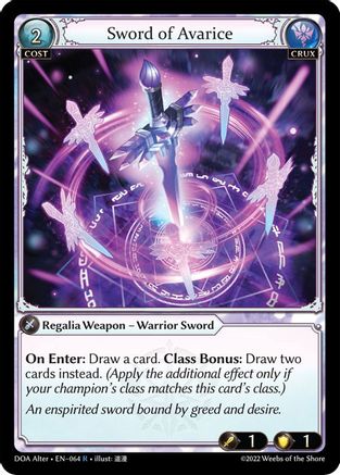 Sword of Avarice (DAWN OF ASHES ALTER EDITION) - Premium Grand Archive Single from Dawn of Ashes Alter Edition - Just $0.26! Shop now at Game Crave Tournament Store