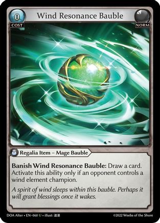 Wind Resonance Bauble (DAWN OF ASHES ALTER EDITION) - Premium Grand Archive Single from Dawn of Ashes Alter Edition - Just $0.25! Shop now at Game Crave Tournament Store