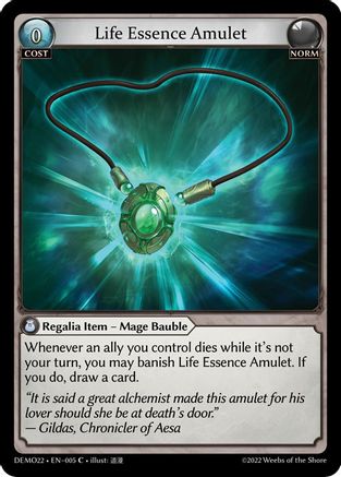 Life Essence Amulet (2022 DEMO DECK) - Premium Grand Archive Single from Weebs of the Shore - Just $0.08! Shop now at Game Crave Tournament Store