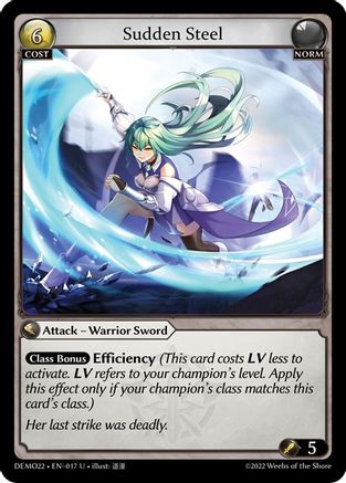 Sudden Steel (2022 DEMO DECK) - Premium Grand Archive Single from Weebs of the Shore - Just $0.08! Shop now at Game Crave Tournament Store
