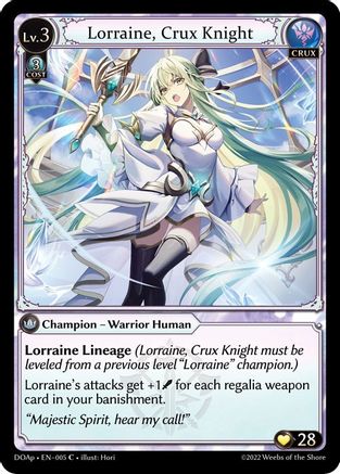 Lorraine, Crux Knight (DAWN OF ASHES PRELUDE) - Premium Grand Archive Single from Weebs of the Shore - Just $0.40! Shop now at Game Crave Tournament Store