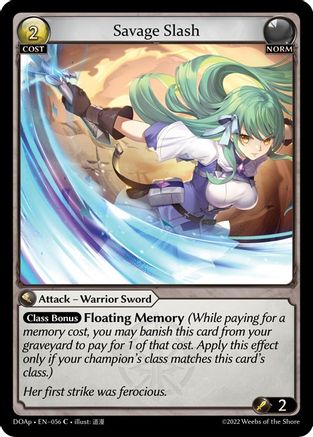 Savage Slash (DAWN OF ASHES PRELUDE) - Premium Grand Archive Single from Weebs of the Shore - Just $0.08! Shop now at Game Crave Tournament Store