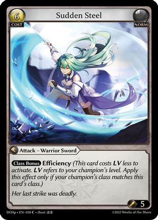 Sudden Steel (DAWN OF ASHES PRELUDE) - Premium Grand Archive Single from Weebs of the Shore - Just $0.08! Shop now at Game Crave Tournament Store