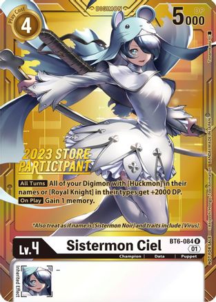 Sistermon Ciel (2023 Store Participant) (BT6-084) - Double Diamond Foil - Premium Digimon Single from Bandai - Just $1.58! Shop now at Game Crave Tournament Store