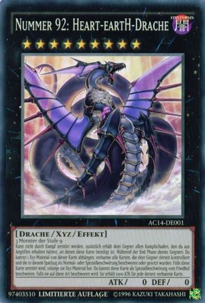 Number 92: Heart-eartH Dragon (German) - "Nummer 92: Heart-eartH-Drache" (AC14-DE001) - Advent Calendar 2014 (Adventskalender ZEXAL-Edition) - Premium Yugioh Single from Konami - Just $5.33! Shop now at Game Crave Tournament Store